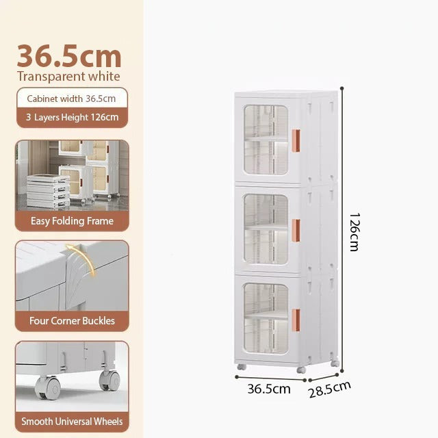 Narrow Tall Floor Storage Cabinet for Small Spaces with Doors and Wheels for  Bathroom, Kitchen, Pantry