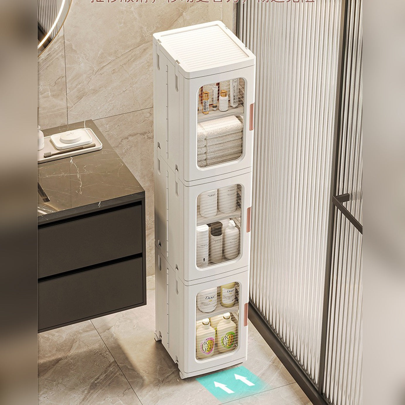 Narrow Tall Floor Storage Cabinet for Small Spaces with Doors and Wheels for  Bathroom, Kitchen, Pantry