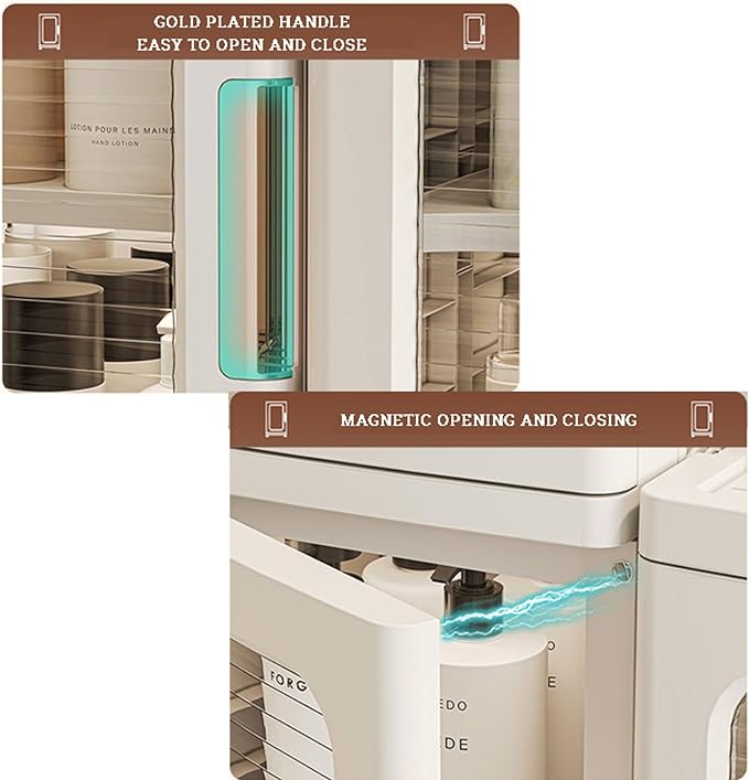 Narrow Tall Floor Storage Cabinet for Small Spaces with Doors and Wheels for  Bathroom, Kitchen, Pantry