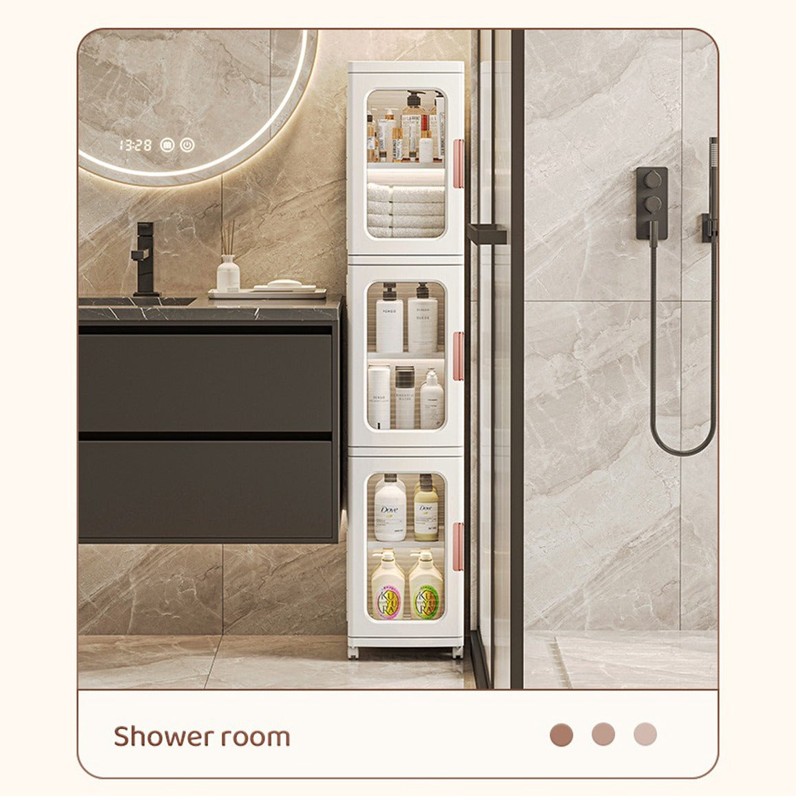Narrow Tall Floor Storage Cabinet for Small Spaces with Doors and Wheels for  Bathroom, Kitchen, Pantry