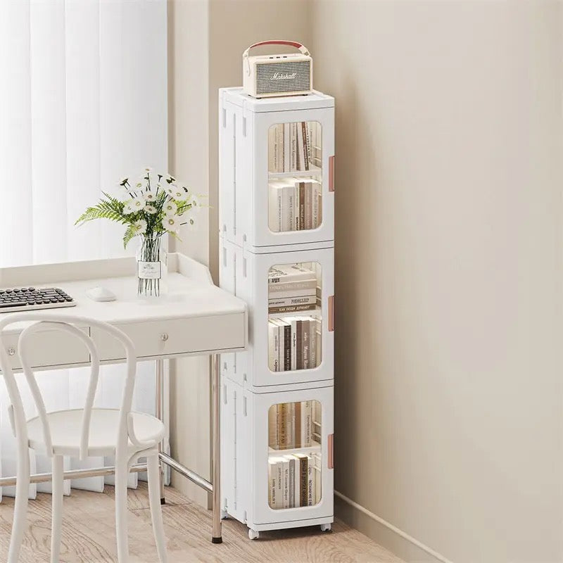 Narrow Tall Floor Storage Cabinet for Small Spaces with Doors and Wheels for  Bathroom, Kitchen, Pantry