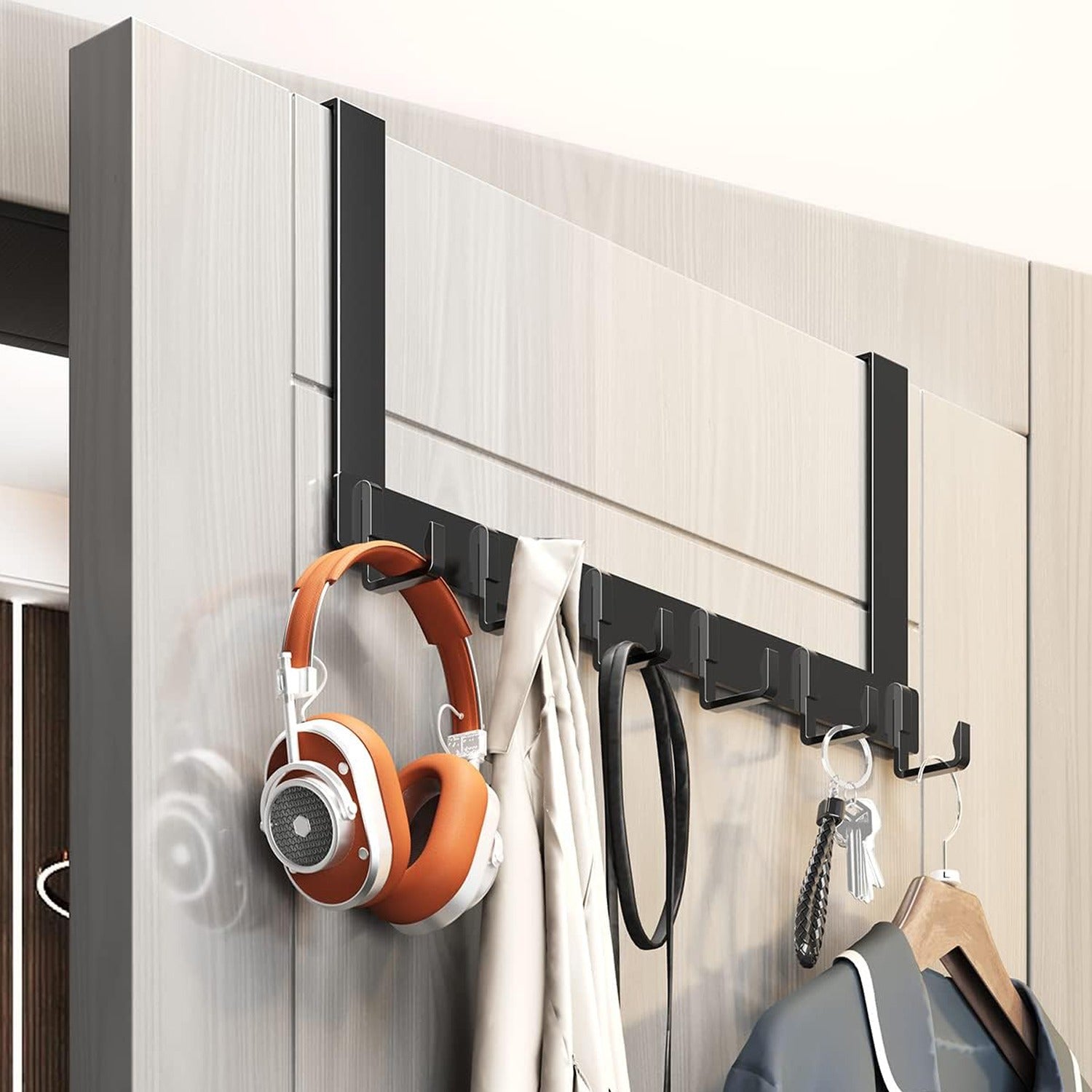 Over Door Hooks, Hanging Door Hooks, Coat Hanger with 6 Hooks