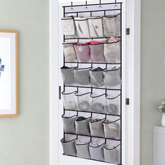 Over the Door Shoe Holder Rack - 28 Pocket Closet Organizer, Hanging Storage Hanger for Slippers, Toys, Clothes