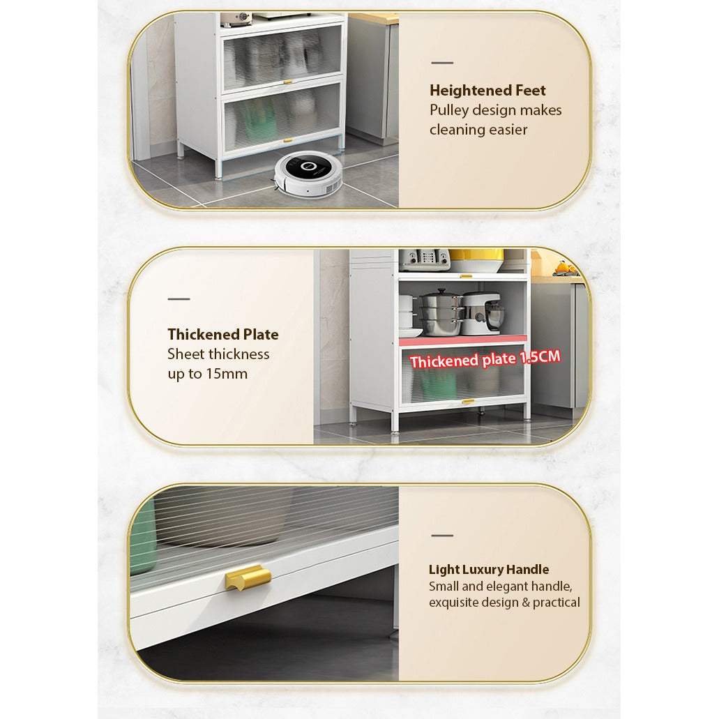 Kitchen Pantry Storage Cabinet Cupboard, Multi-Layer Organizer Shelf Rack