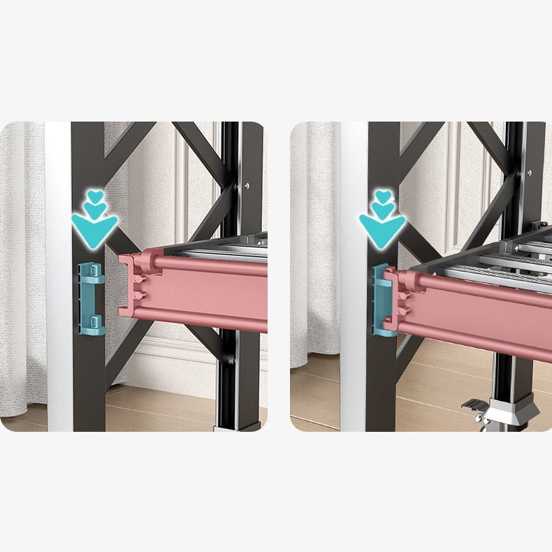 Double Rod Cloth Drying Stand, Movable Garment Display Stand For Home
