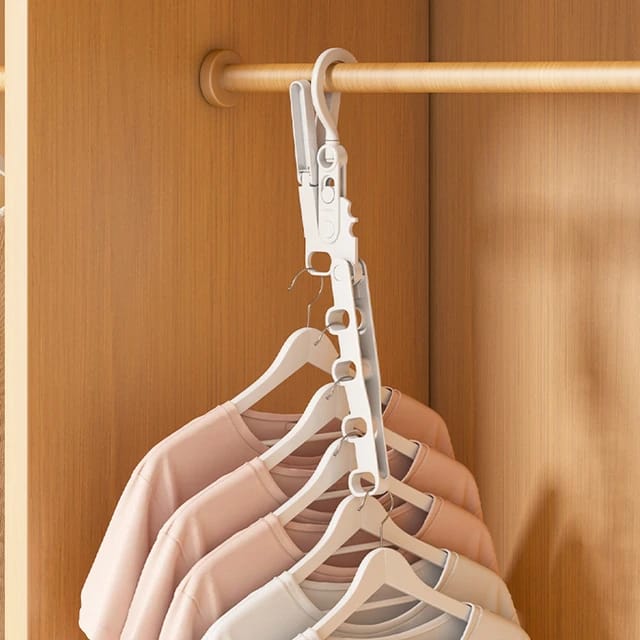 Portable Foldable Clothes Hanger - 5-Hole Hook for Indoor Outdoor Use, Ideal for Closet and Bathroom