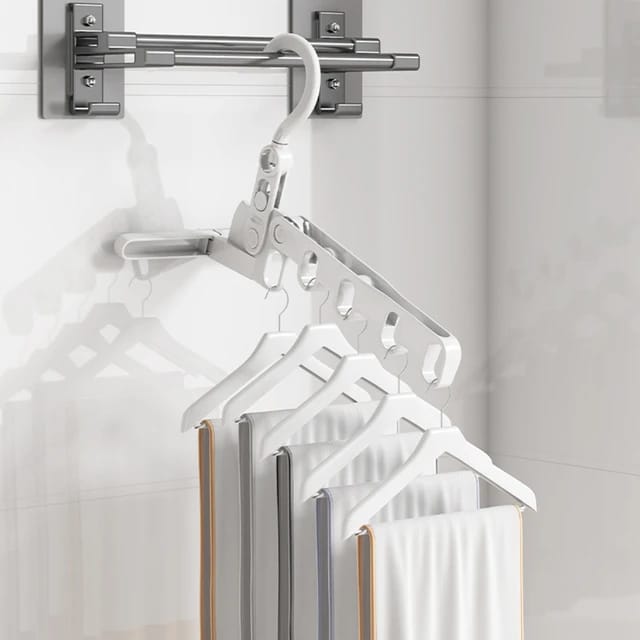 Portable Foldable Clothes Hanger - 5-Hole Hook for Indoor Outdoor Use, Ideal for Closet and Bathroom