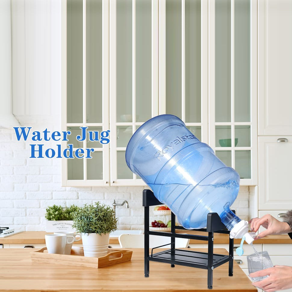 Water Jug Dispenser Stand, 5 Gallon Water Dispenser Holder with Bottle Valve, Bottom Shelf