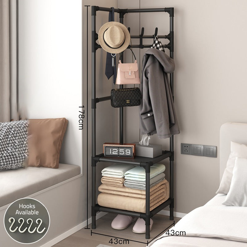 Multi-Layer Clothing Rack, Corner Storage Organizer Shelf, Coat Hat Rack Stand