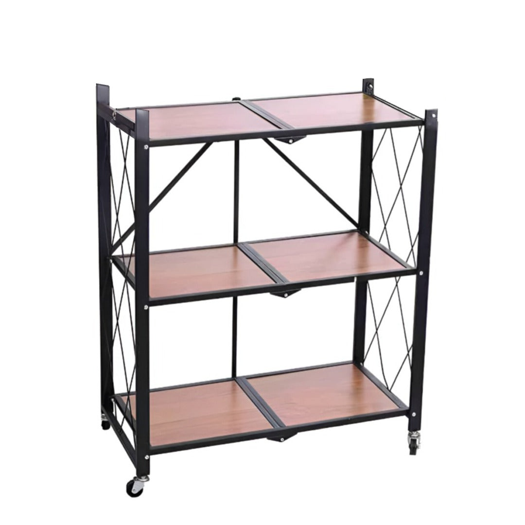 Multi-tier Storage Shelves – Folding Wooden Organizer Rack for Home & Office