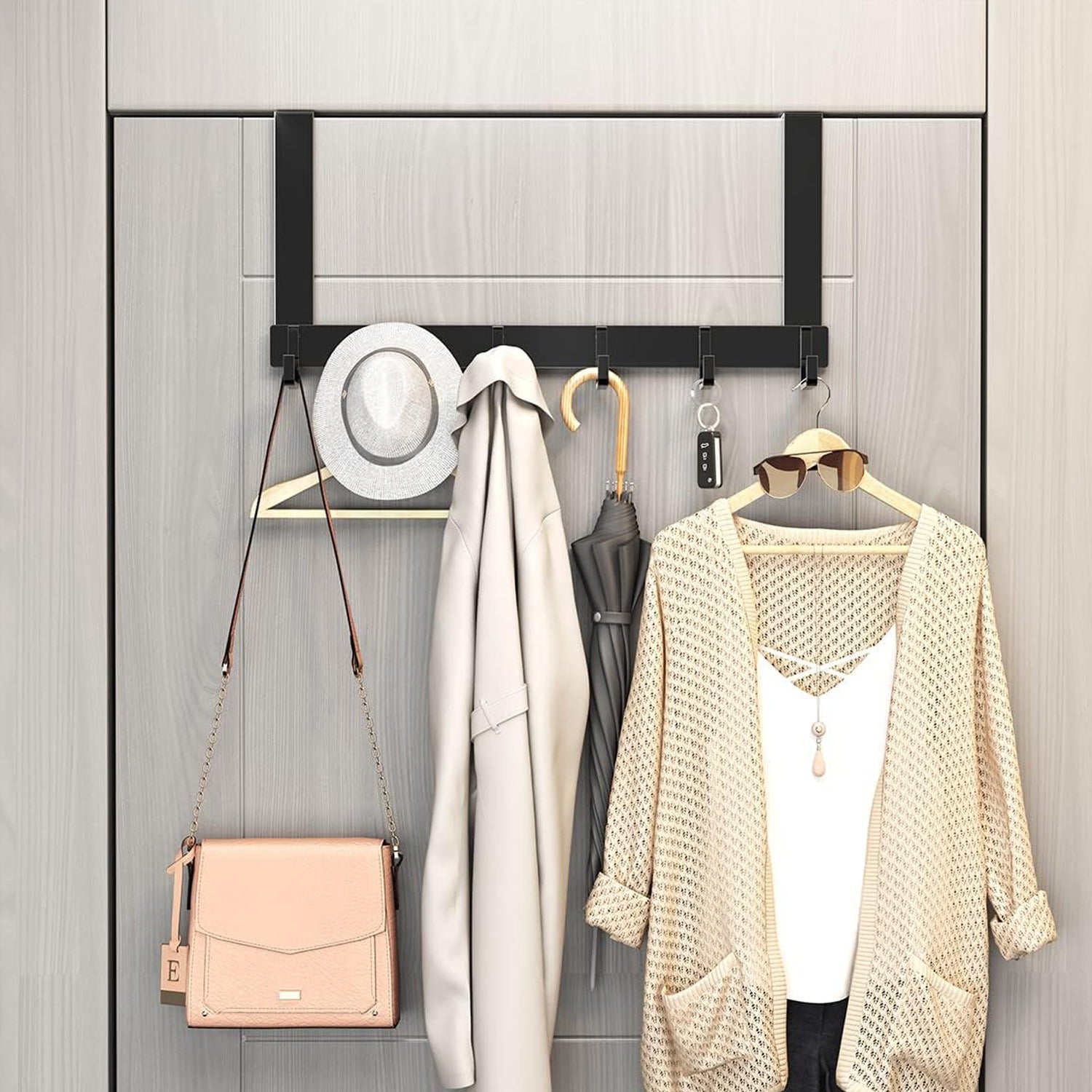 Over Door Hooks, Hanging Door Hooks, Coat Hanger with 6 Hooks