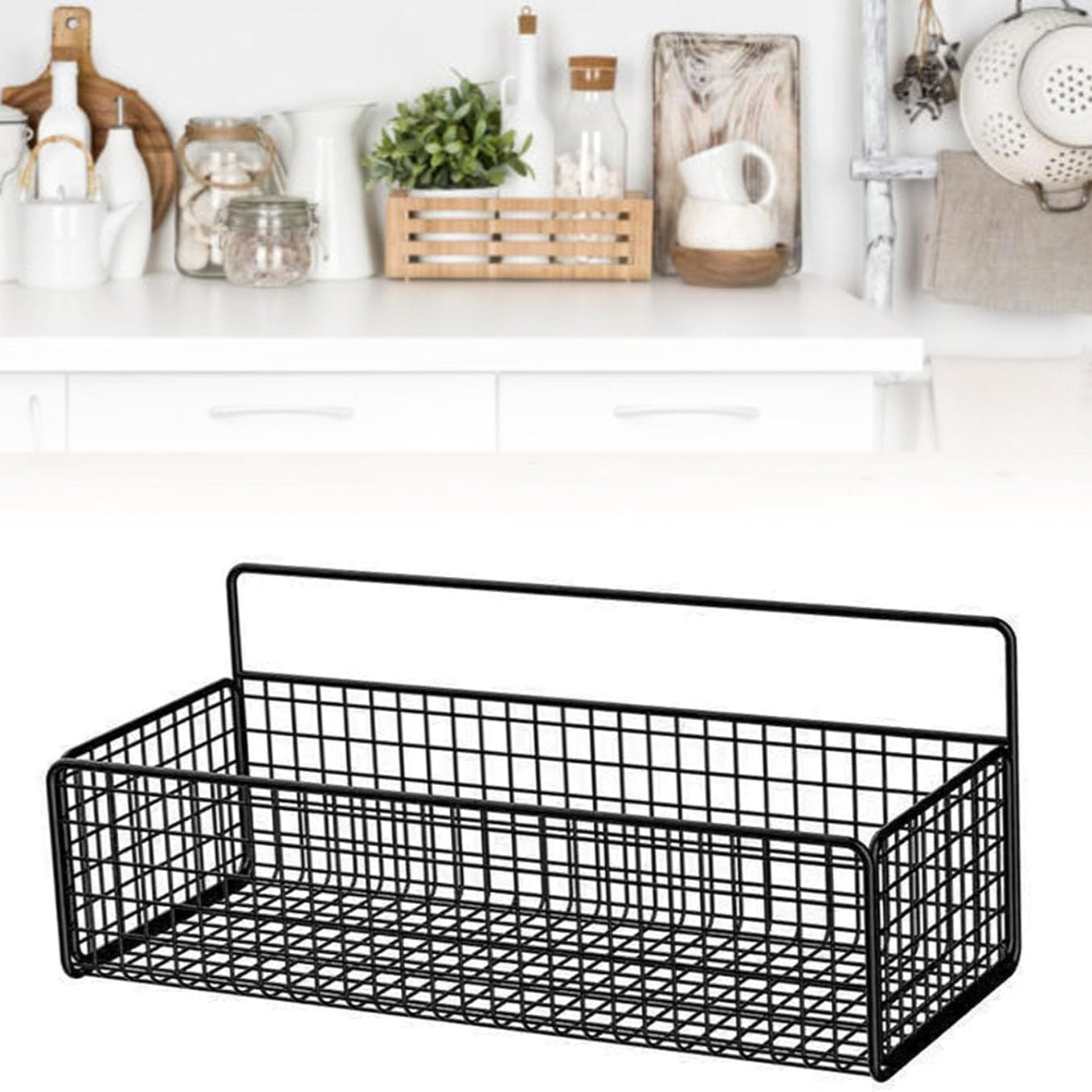 Wall Mounted Storage Basket – Hanging Shelf Rack for Kitchen & Bathroom
