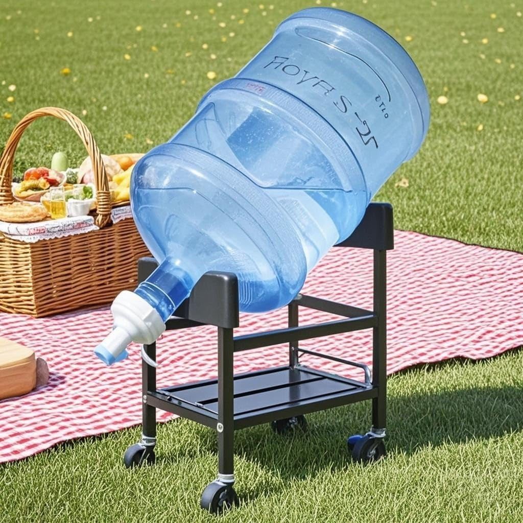 Water Jug Dispenser Stand, 5 Gallon Water Dispenser Holder with Bottle Valve, Bottom Shelf