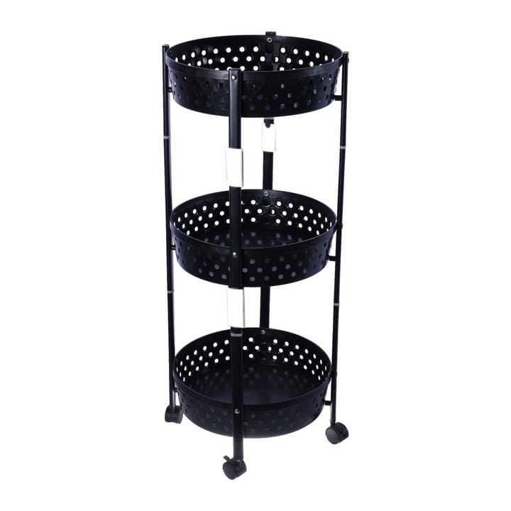 3 Layer Kitchen Trolley, Rolling Utility Cart, Foldable Kitchen Storage Rack