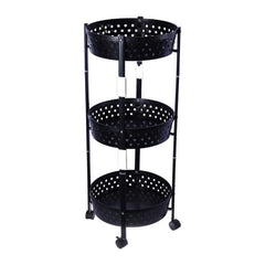 3 Layer Kitchen Trolley, Rolling Utility Cart, Foldable Kitchen Storage Rack