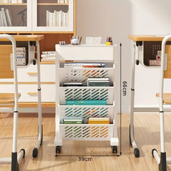 Multi-layer Movable Shelf, Bookshelf Rack Storage Organizer with Wheels
