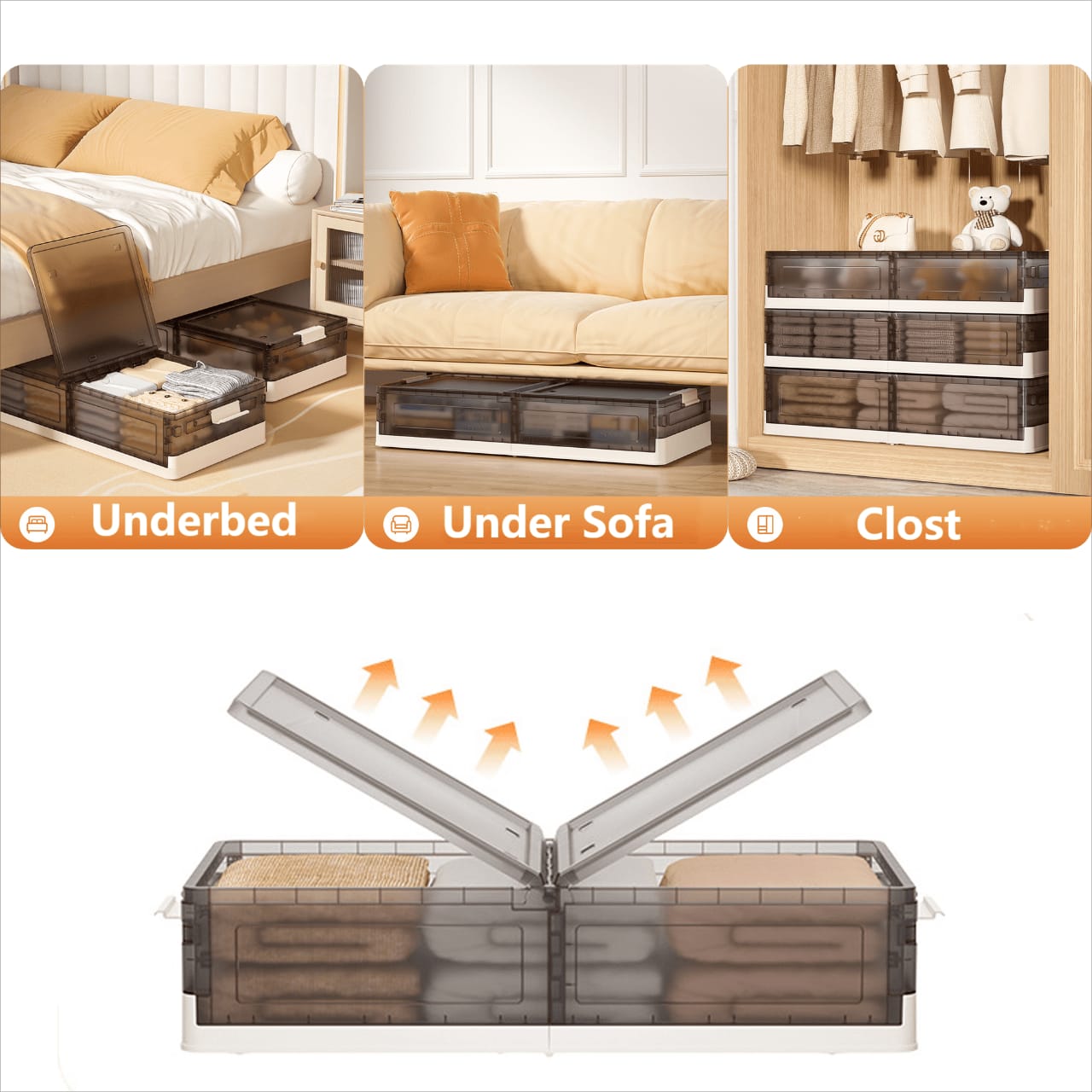 Foldable Under Bed Rolling Storage Organizer Container, Multi-purpose Storage Bin For Bedroom