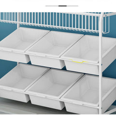 Kids Bookshelf and Toy Storage Organizer Rack, Display Shelf with 6 Storage Bins and Wheels