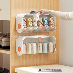 Wall Mounted Underwear Storage Box, 6 Cells Adjustable Socks Panties Storage Drawer Organizer