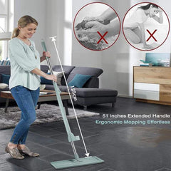 360° Rotating Free Hand Flat Mop with Extra Microfiber Pads