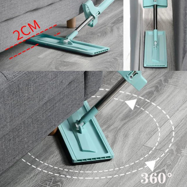 360° Rotating Free Hand Flat Mop with Extra Microfiber Pads