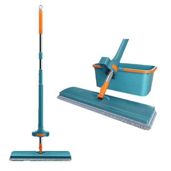 Hands-free Mop, Self Squeezing Micro Fiber Flat Mop With Bucket for Floor Cleaning