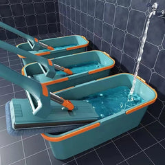 Hands-free Mop, Self Squeezing Micro Fiber Flat Mop With Bucket for Floor Cleaning