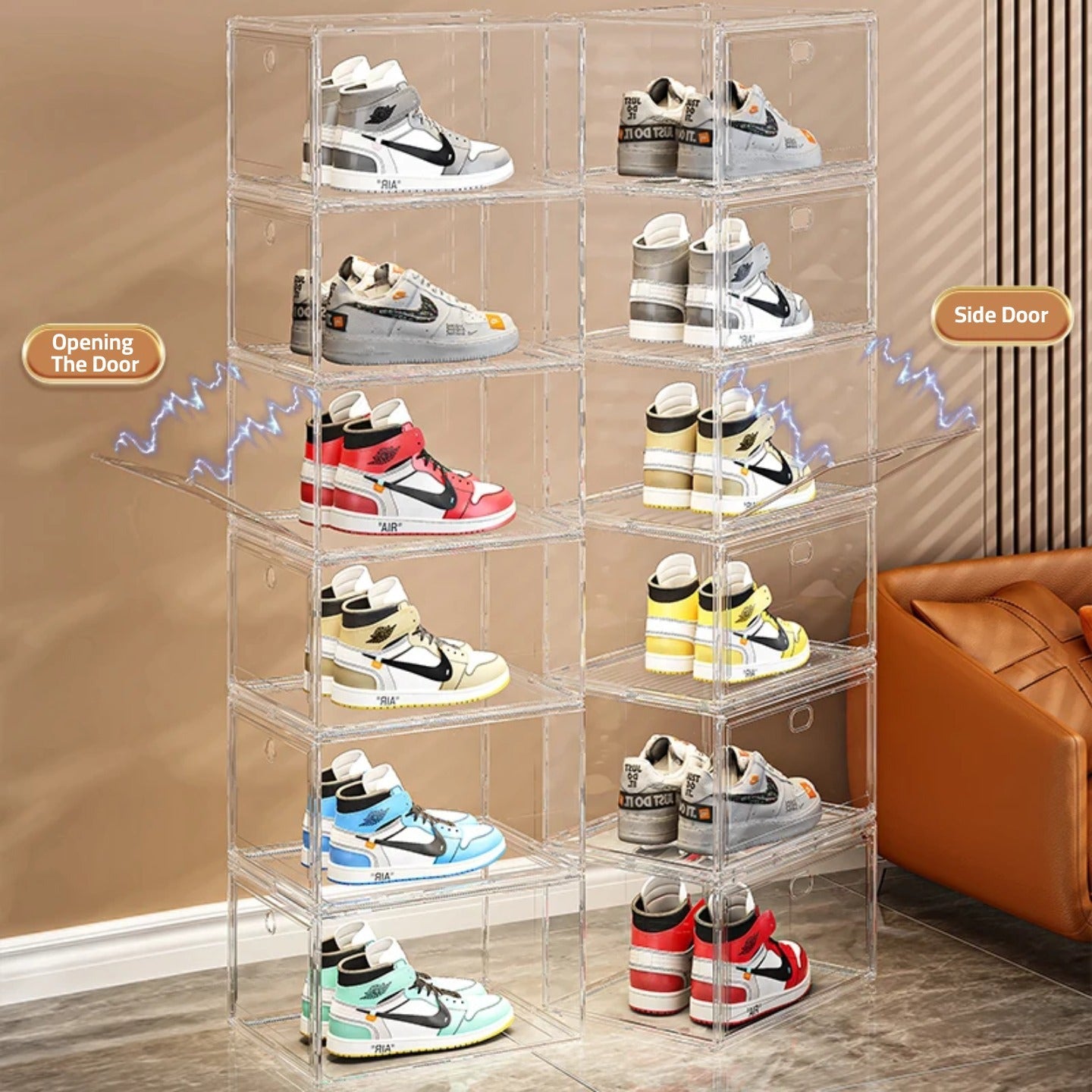 1 Pcs Stackable Transparent Shoe Box Organizer, Multipurpose Display Case, Sneakers Storage Rack