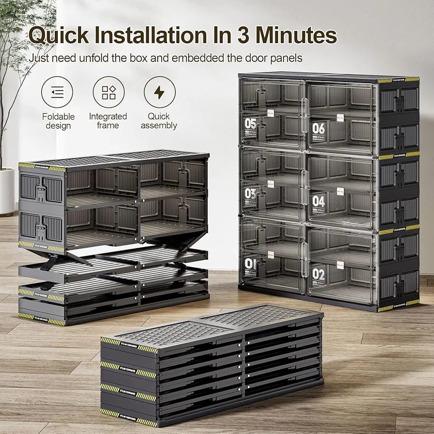 Foldable Shoe Storage Cabinet Rack, Multi-Layer Shoe Organizer Shelf With Doors