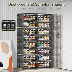 Foldable Shoe Storage Cabinet Rack, Multi-Layer Shoe Organizer Shelf With Doors