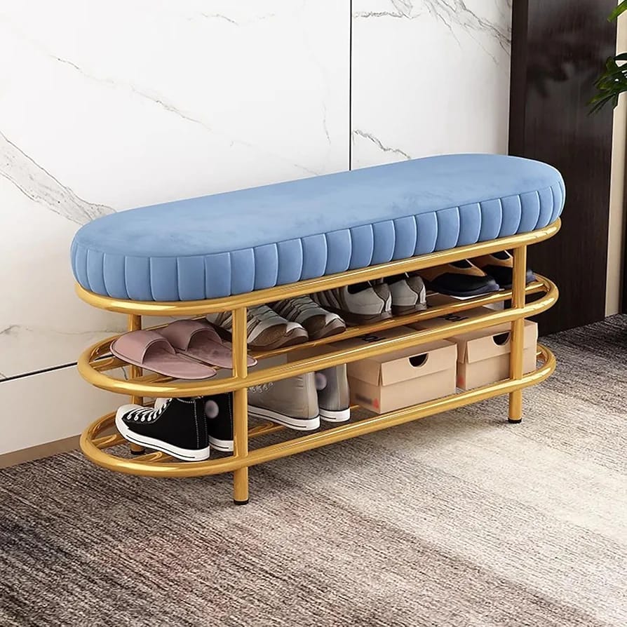 Shoe Storage Bench, Entryway Shoe Rack Organizer Shelf with Seating