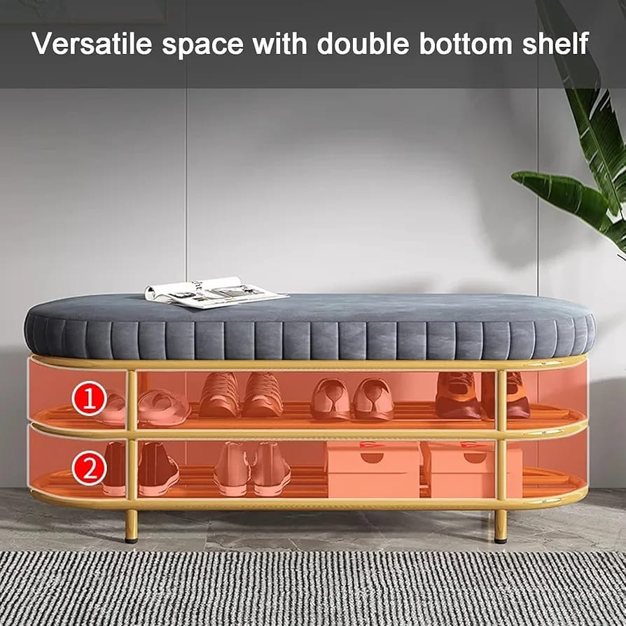 Shoe Storage Bench, Entryway Shoe Rack Organizer Shelf with Seating