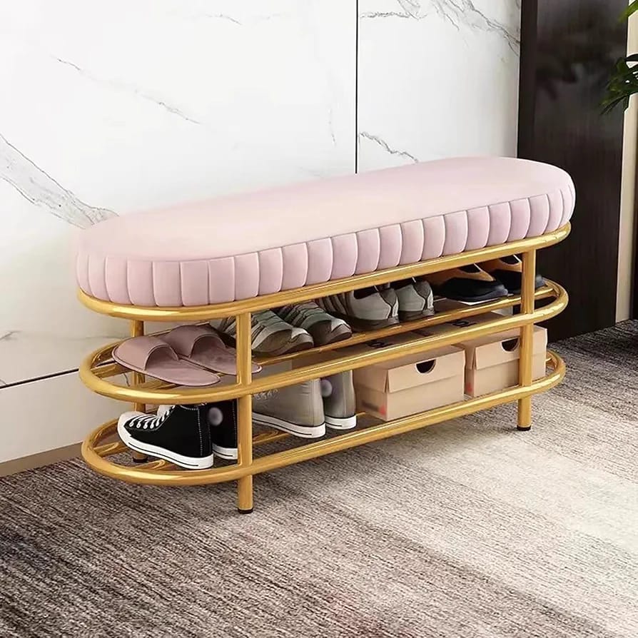 Shoe Storage Bench, Entryway Shoe Rack Organizer Shelf with Seating