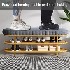Shoe Storage Bench, Entryway Shoe Rack Organizer Shelf with Seating