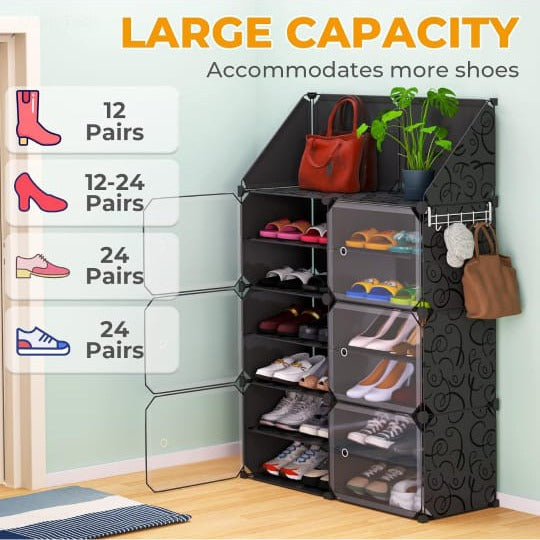 Shoe Storage Cabinet, Plastic Shoe Rack Organizer Shelf