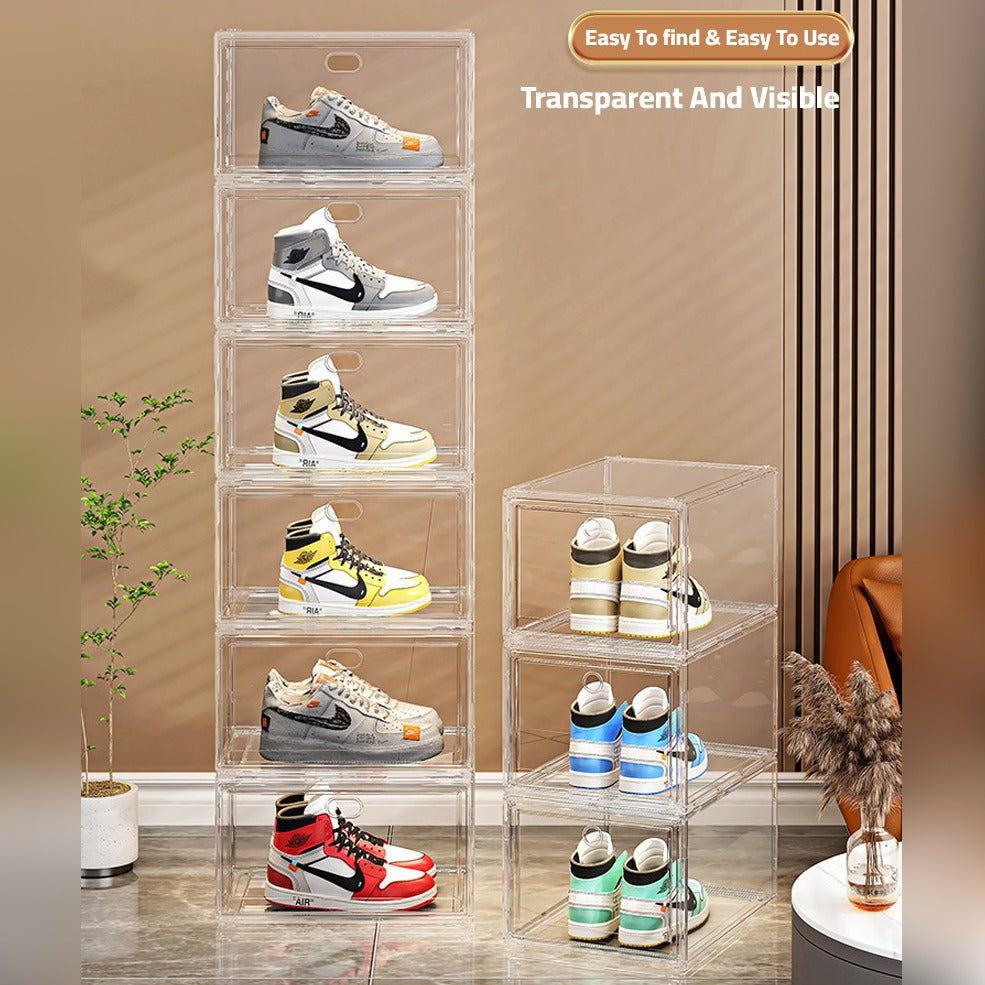 1 Pcs Stackable Transparent Shoe Box Organizer, Multipurpose Display Case, Sneakers Storage Rack