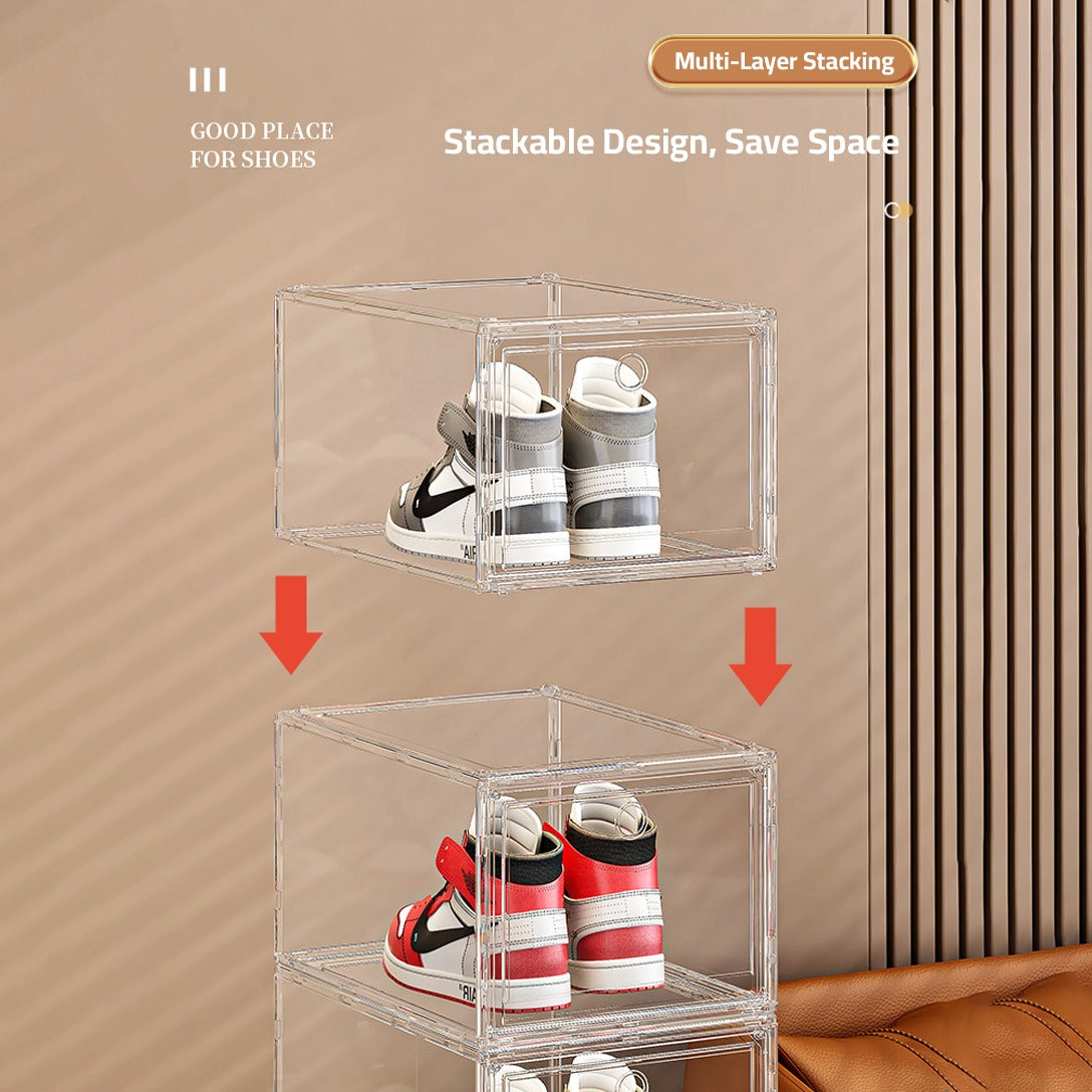 1 Pcs Stackable Transparent Shoe Box Organizer, Multipurpose Display Case, Sneakers Storage Rack