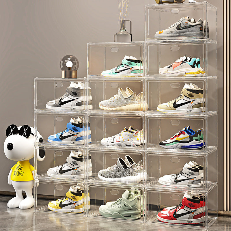 1 Pcs Stackable Transparent Shoe Box Organizer, Multipurpose Display Case, Sneakers Storage Rack