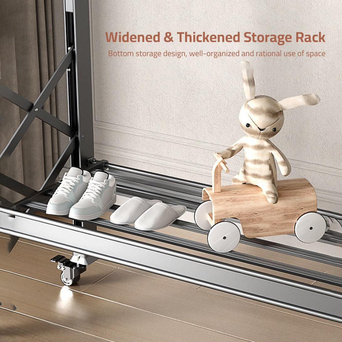 Double Rod Cloth Drying Stand, Movable Garment Display Stand For Home