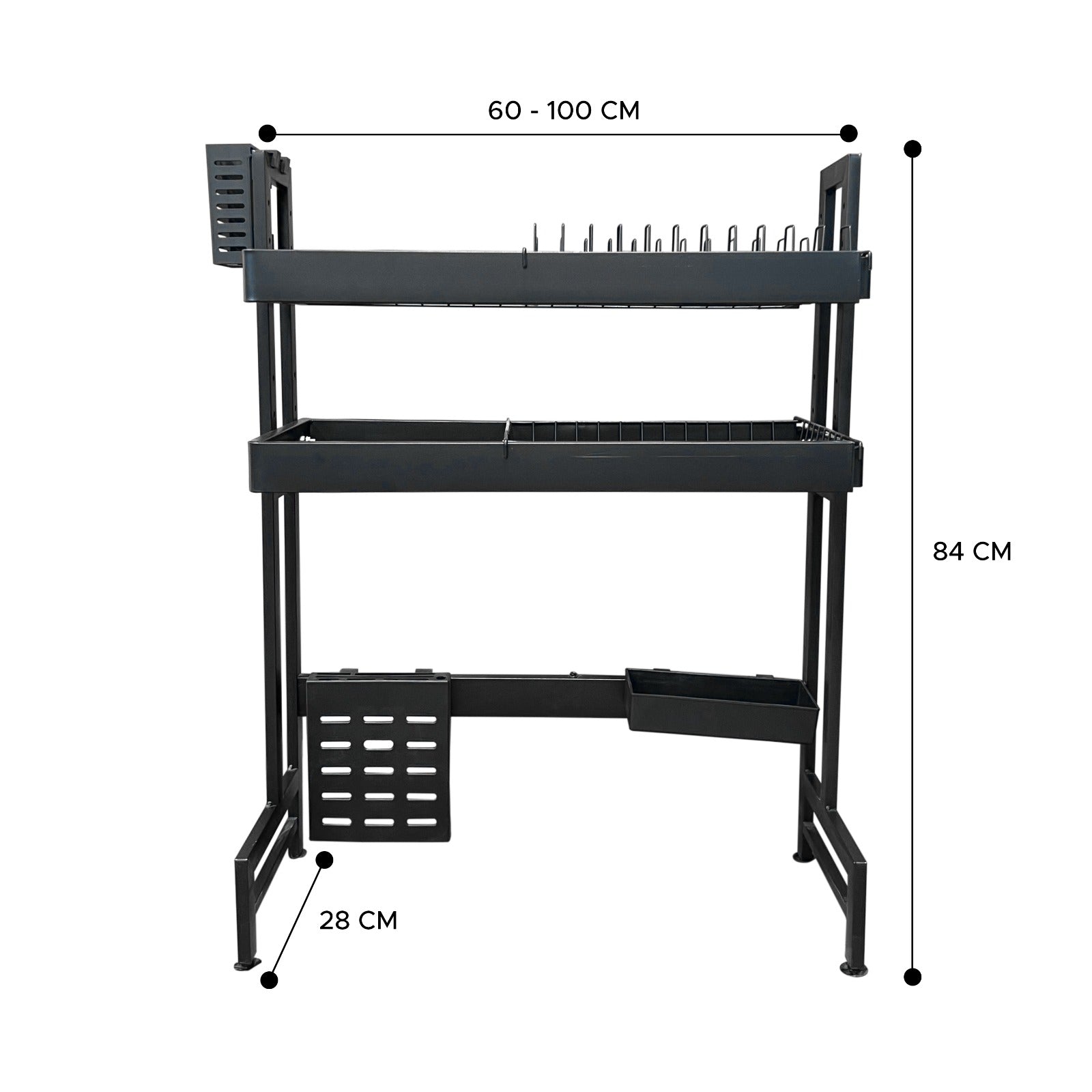 2 Layer Kitchen Dish Drying Rack, Over-the-Sink Dish Drainer, Extendable Dish Rack Organizer Shelf