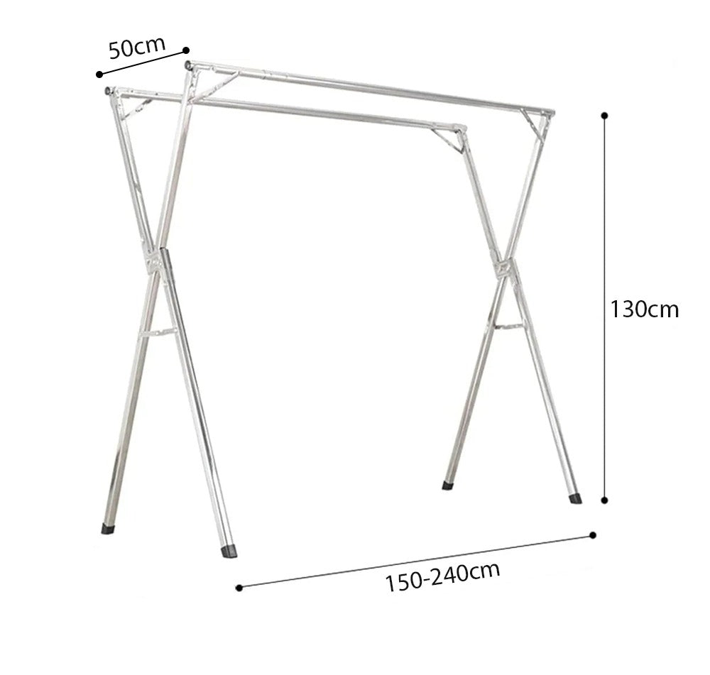 Foldable Cloth Drying Rack, Double Rod Cloth Hanging Laundry Stand for Indoor and Outdoor