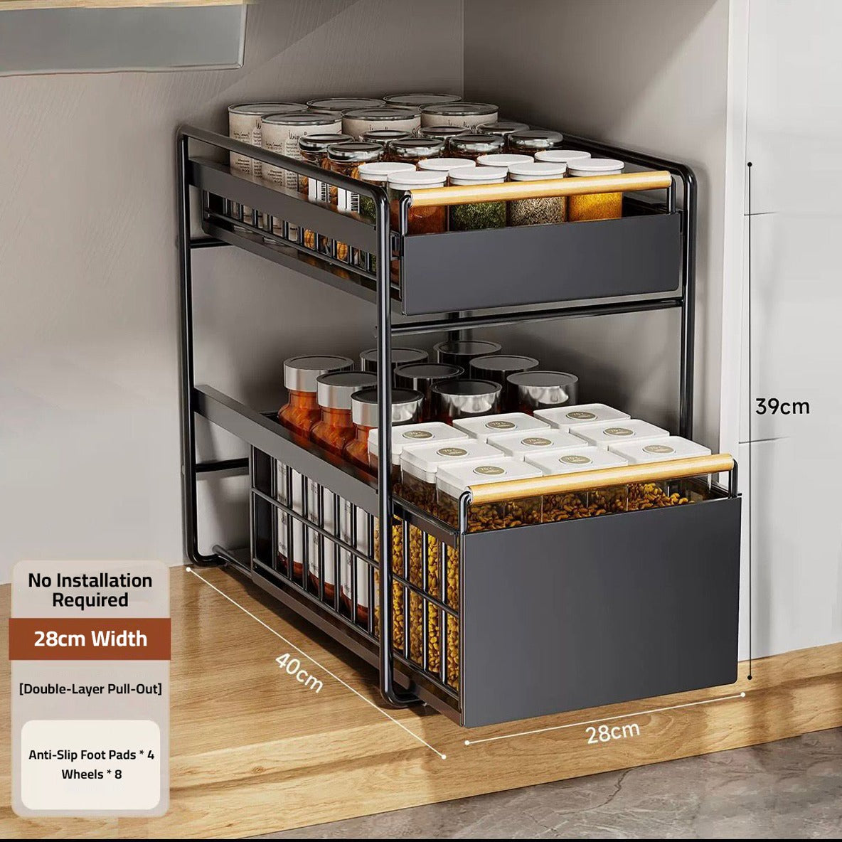 Under Sink Storage Rack - Drawer-Type Kitchen and Bathroom Organizer Shelf