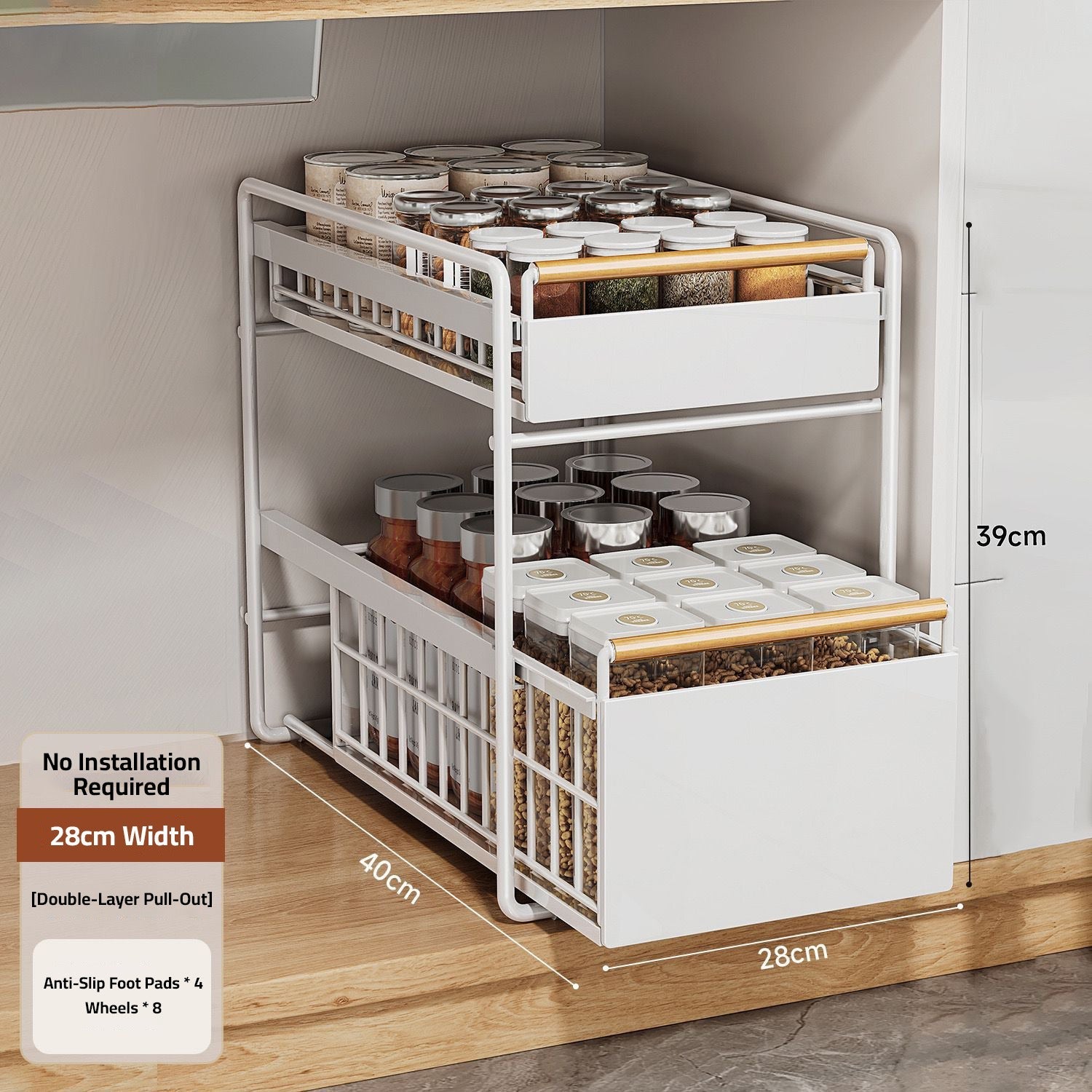 Under Sink Storage Rack - Drawer-Type Kitchen and Bathroom Organizer Shelf