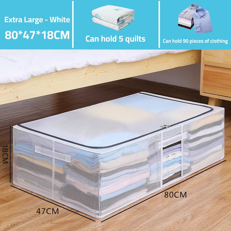 Underbed Storage Box, Transparent Dust-proof Storage Organizer Bag, Cloth, Pillow, Blanket Closet Organizer
