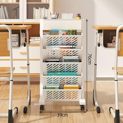 Multi-layer Movable Shelf, Bookshelf Rack Storage Organizer with Wheels