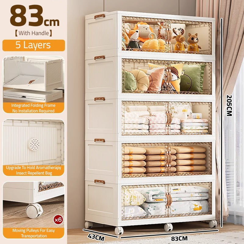 Wardrobe Storage Cabinet, Multi-purpose Shelf Rack, Household Closet Organizer Containers