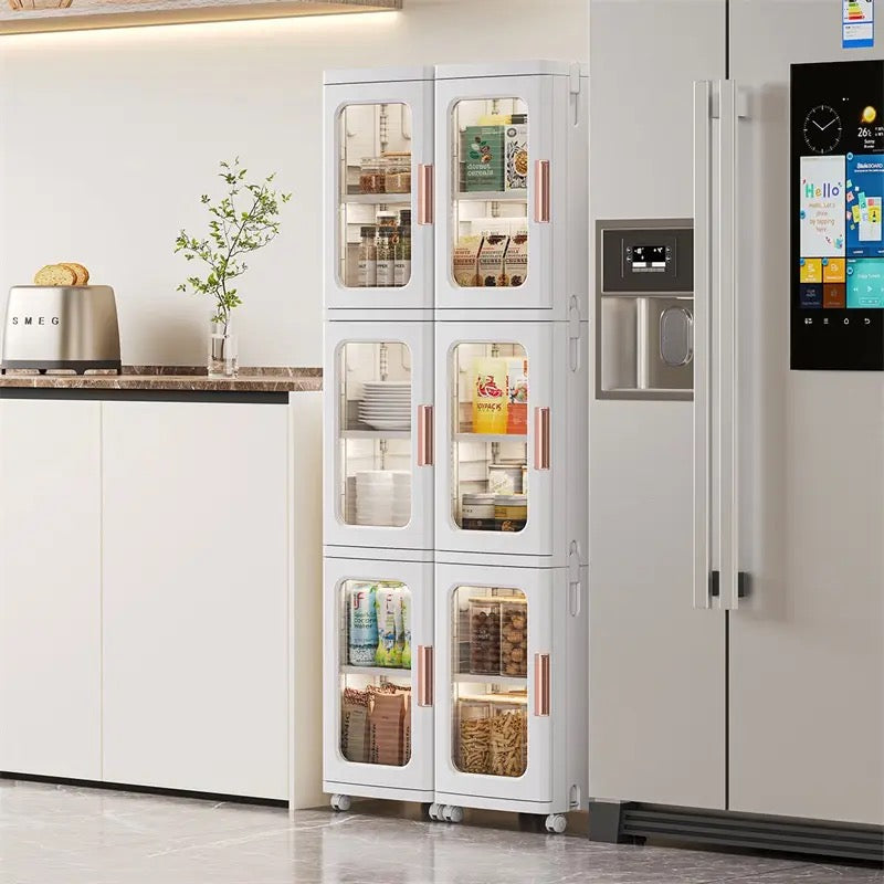 Narrow Tall Floor Storage Cabinet for Small Spaces with Doors and Wheels for  Bathroom, Kitchen, Pantry