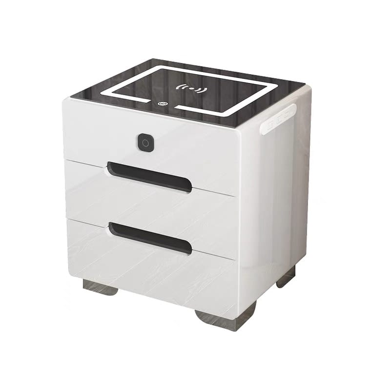 Smart Bedside Table, Bedroom Sofa Side Cabinet with Lights, USB  Charging