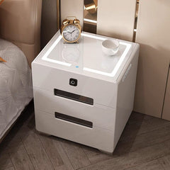 Smart Bedside Table, Bedroom Sofa Side Cabinet with Lights, USB  Charging