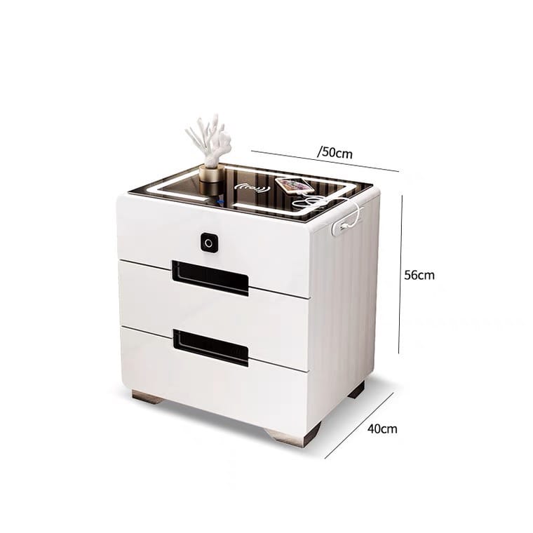 Smart Bedside Table, Bedroom Sofa Side Cabinet with Lights, USB  Charging
